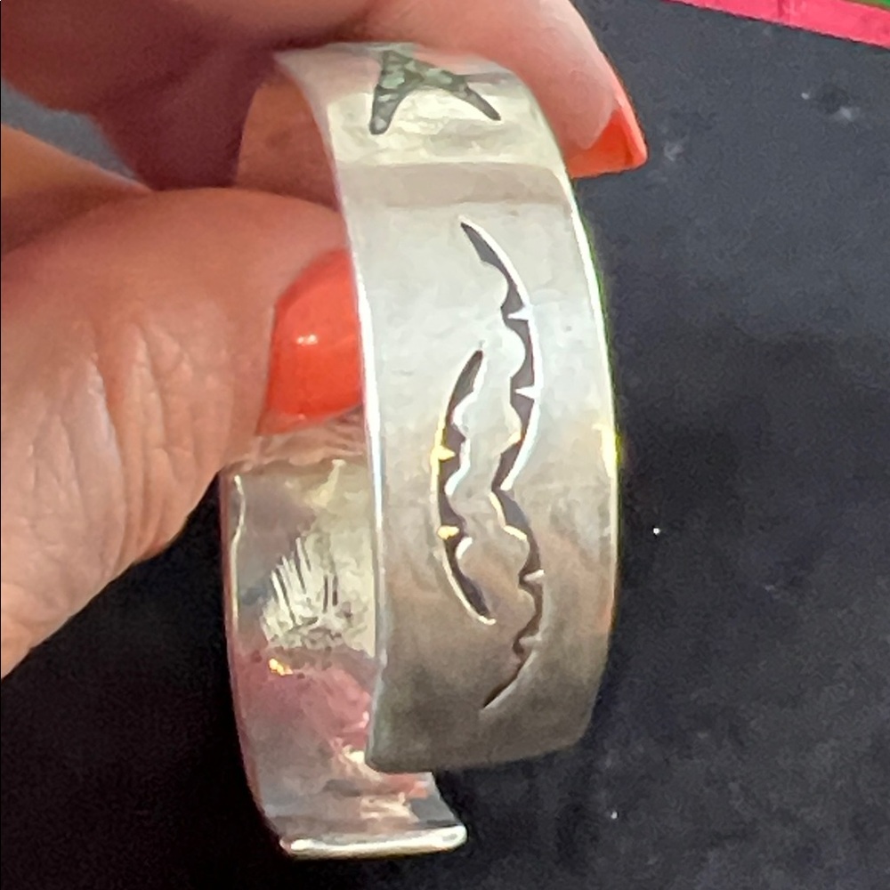 925 STERLING NATIVE VINTAGE Turquoise chip cuff bracelet